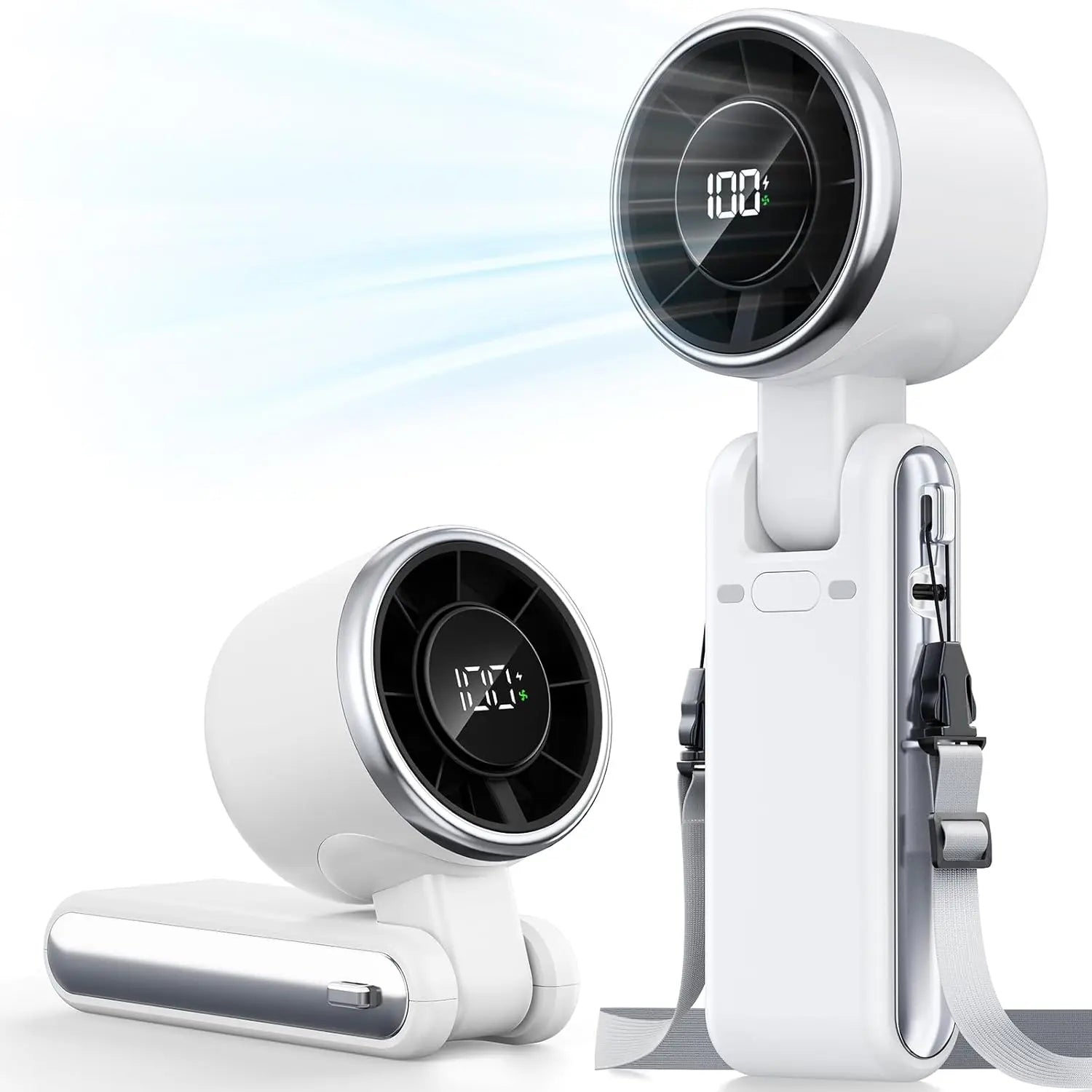 Mini 3-in-1 Turbo Handheld Fan — 12Hr Battery, 5 Speeds, USB-C Charging
